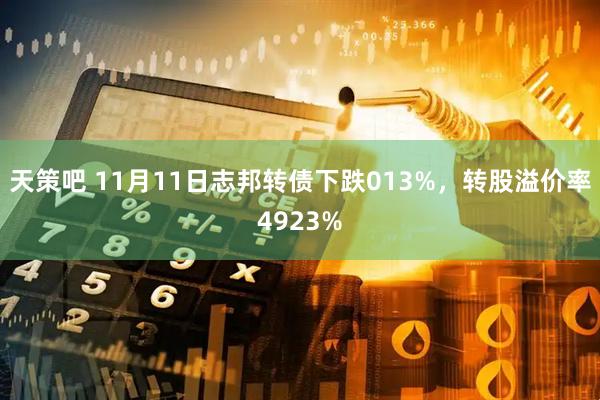 天策吧 11月11日志邦转债下跌013%,转股溢价率4923%